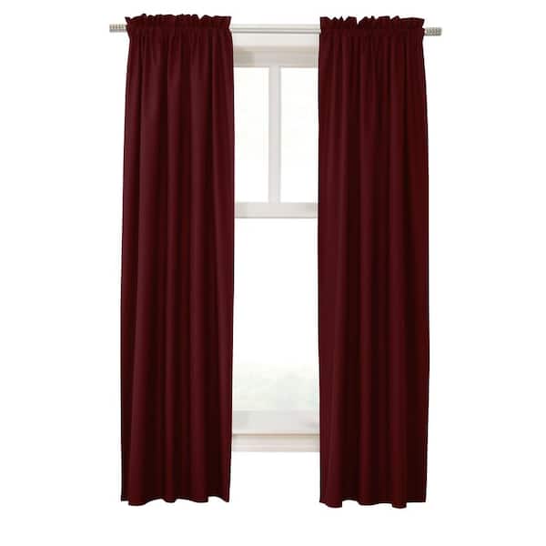 THERMALOGIC Prescott Rod Pocket Burgundy Polyester Smooth 40 in. W x 63 in. L Rod Pocket Room Darkening Curtain (Double Panels)