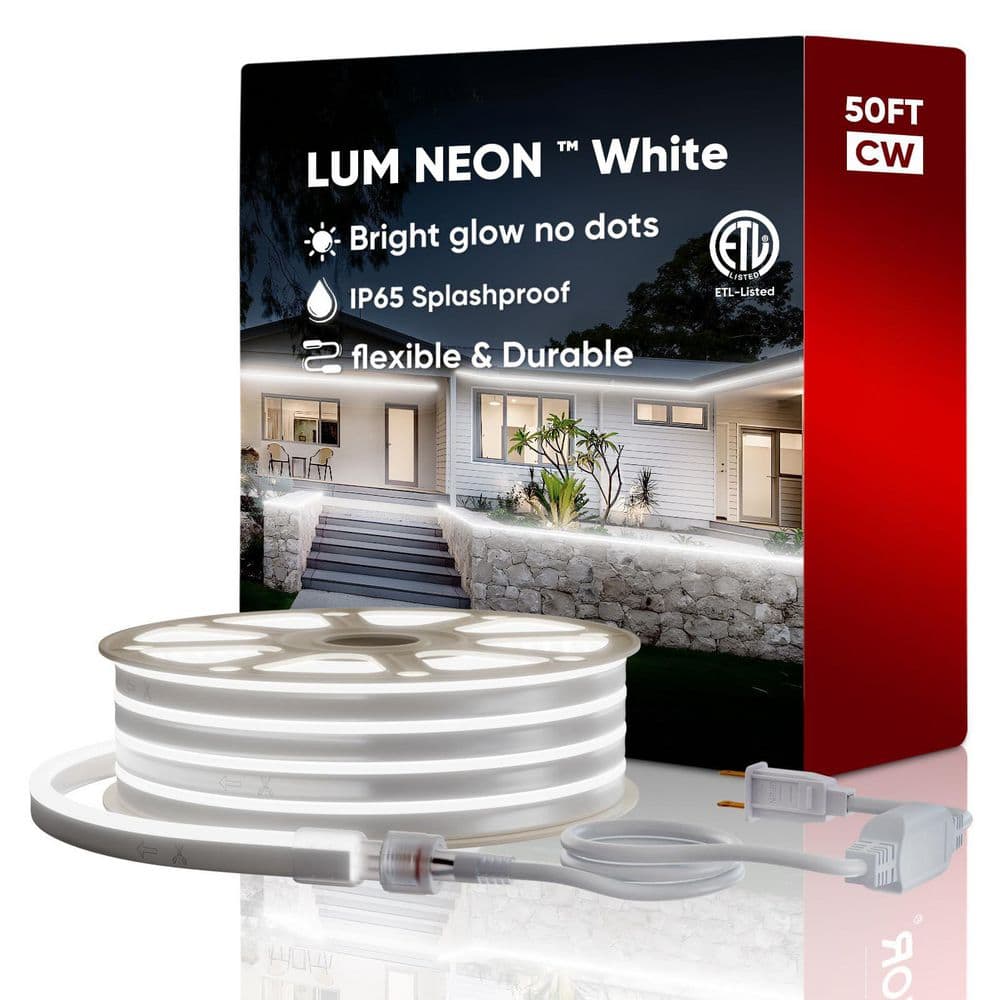 50-ft. Integrated LED Bright White AC110V-120V Neon Strip Light, 8 x 16 mm Cuttable SMD2835 120LED/M Strip Light Fixture price history on PriceWatchPro
