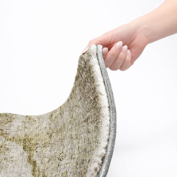 Dream Shag Premium Machine Washable Abstract ADS675 Taupe 8 ft. x 8 ft. Round Rug