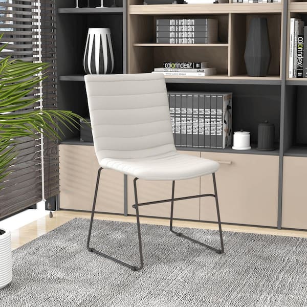 Leisuremod Ergonomic Office Chair Upholstered Guest Side Chair with Powder-Coated Stainless Steel Base Zylar Series in Tan
