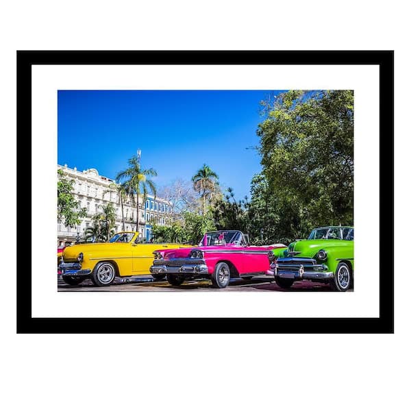 VENICE BEACH Collections NEON COLORFUL VINTAGE CLASSIC CARS Framed Print by Unknown 1 Piece Framed Graphic Print Abstract Print 18 in. x 14 in.