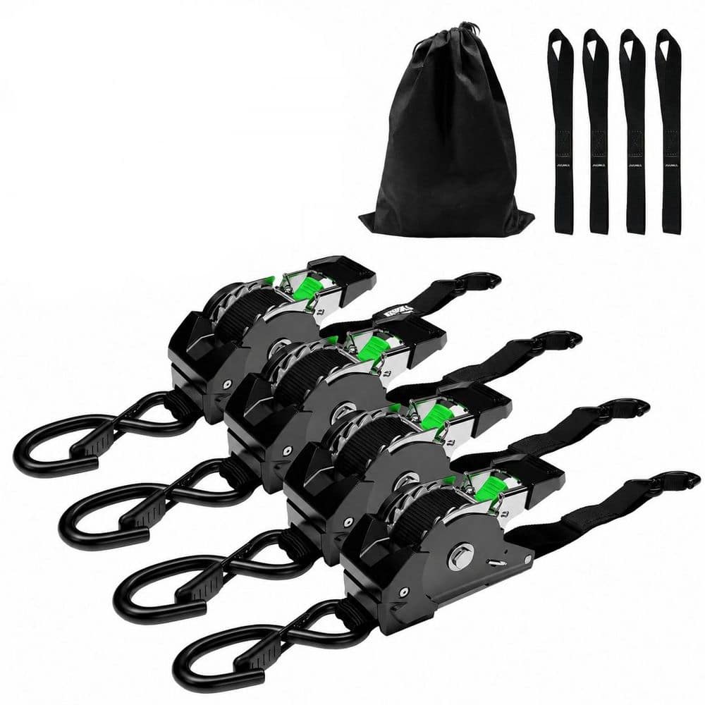 10 ft. x 1 in. Auto Retractable Ratchet Straps S-Hook Heavy-Duty Cargo Tie Down for Transport 4-Pack price history on PriceWatchPro
