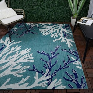 Reef Blue 6 ft. x 9 ft. Indoor/Outdoor Patio Area Rug