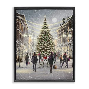 Town Christmas Tree by Pip Wilson 1-Piece Floater Frame Graphic Print People Poster Art Print 31 in. x 25 in.