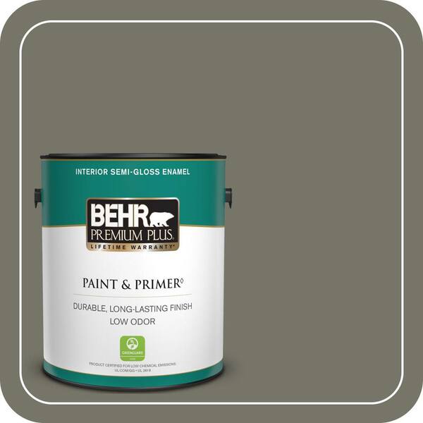BEHR PREMIUM PLUS 1 gal. #BXC-44 Pepper Mill Semi-Gloss Enamel Low Odor Interior Paint & Primer