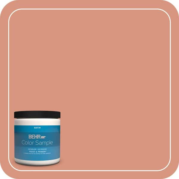 BEHR PREMIUM PLUS 8 oz. #BIC-17 Tropical Blooms Satin Enamel Interior/Exterior Paint & Primer Color Sample