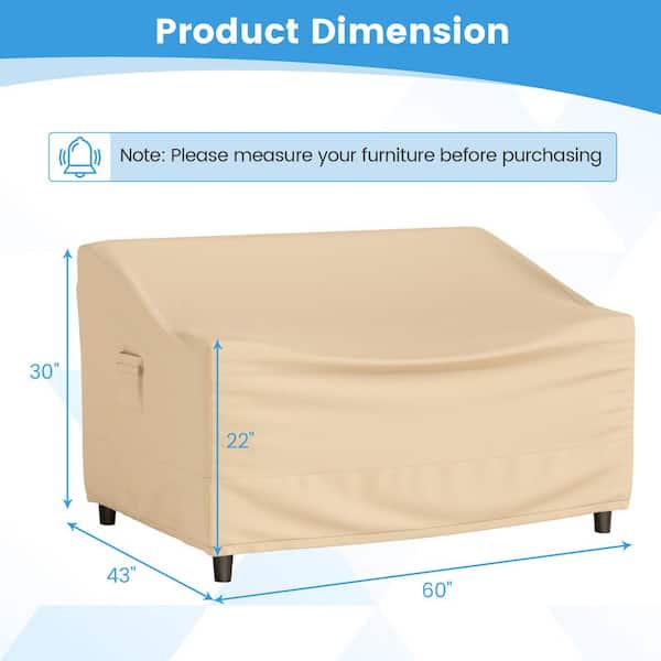 2-Seater Patio Waterproof Sofa Cover Polyester Sofa Cover w/Air Vents & Handles