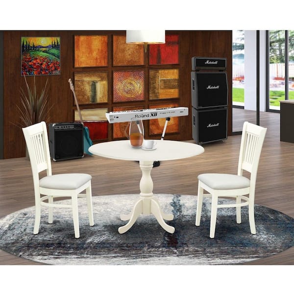 HOME IMPORTS EMPORIUM 3-Piece Linen White Finish Solid Wood Top-Dining Room Set with Dropleaf-Seats 4
