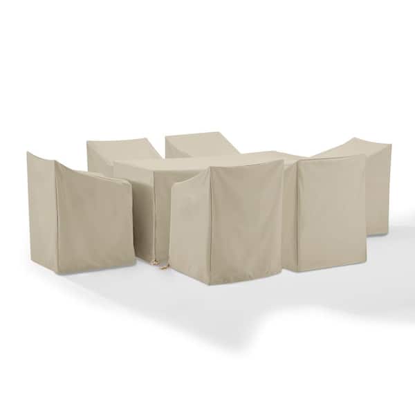 CROSLEY FURNITURE 7-Piece Tan Outdoor Dining Furniture Cover Set