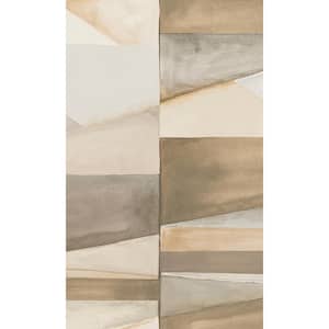 Earthy Beige Gradient Block Geometric Print Non-Woven Non-Pasted Textured Wallpaper 57 sq. ft.