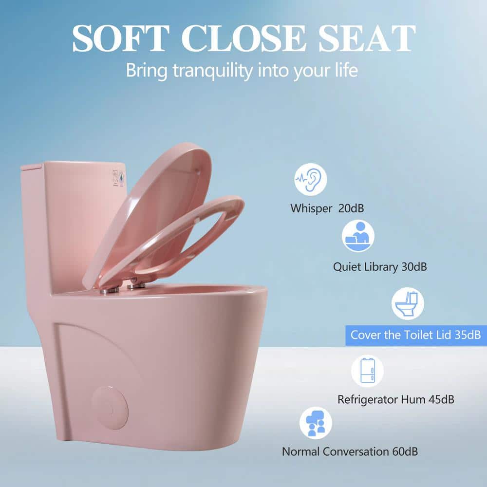 Pink Elongated Free Standing Dual Flush Toilet with Seat