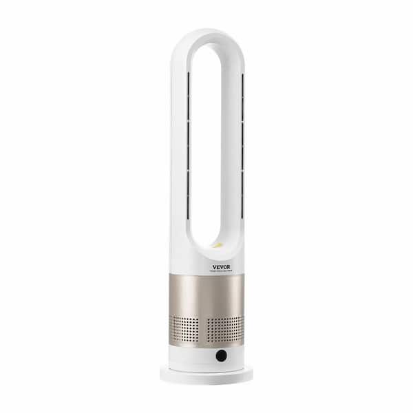 26 in. Oscillating Tower Fan 9H Timer 16 ft. / s High Velocity with Remote Control, White/Gold