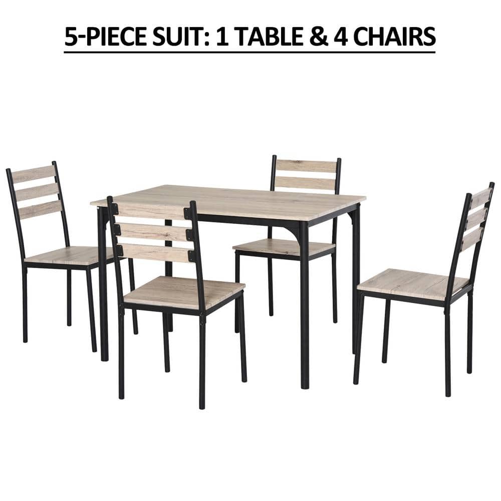 Black and Gray 5-Piece Modern Dining Table Set
