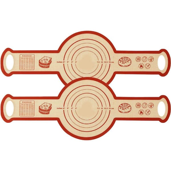 Silicone Nonstick Red Baking Mat with Long Handles Bread Sling Heat Resistant Easy Clean for Dutch Oven 2-Pack
