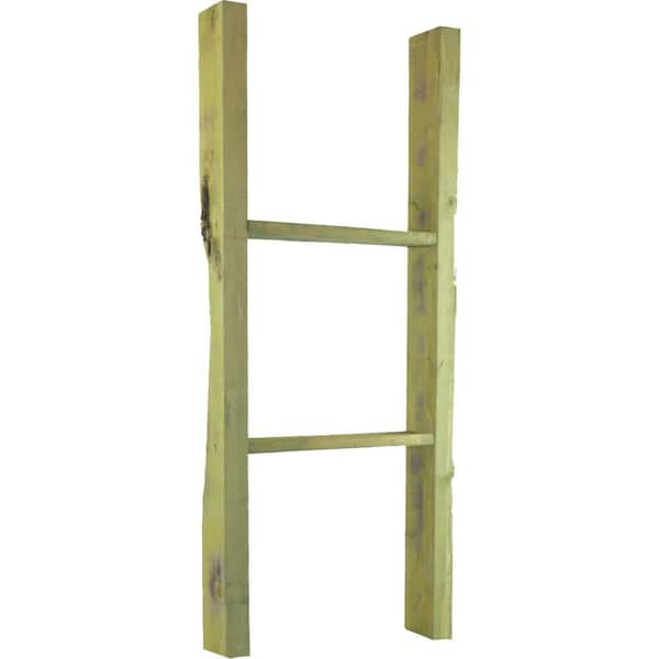 Ekena Millwork 15 in. x 36 in. x 3 1/2 in. Barnwood Decor Collection Restoration Green Vintage Farmhouse 2-Rung Ladder