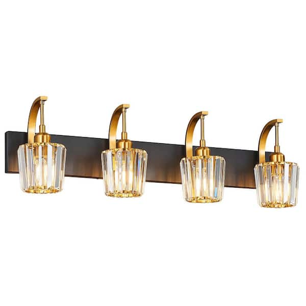 ZHLWIN Home Lighting 32.67 in. 4-Light BlackGold Conical Vanity
