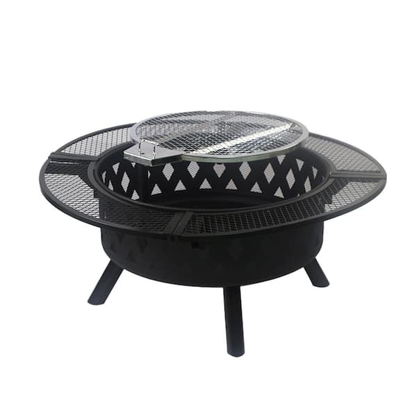 Tenleaf 39-in. Metal Outdoor Wood Burning Fire Pit Table Barbecue Grill