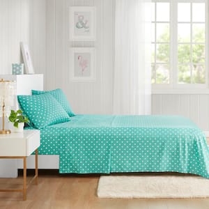 Polka Dot 3-Piece Seafoam Cotton Twin Printed Sheet Set