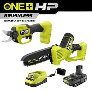 ONE+ HP 18V Brushless 8 in. Battery Compact Pruning Mini Chainsaw and Pruner with 2.0 Ah Battery and Charger