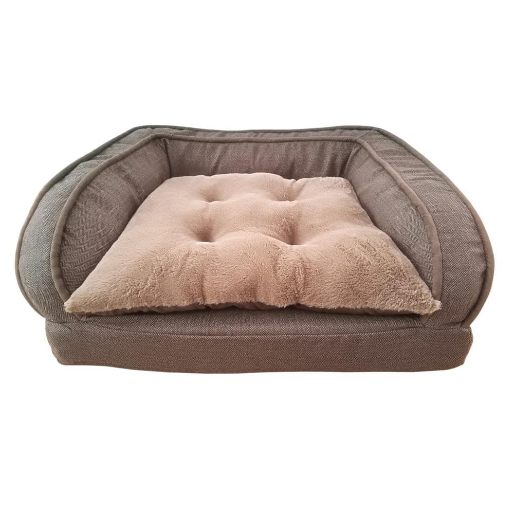 Large with Cushion Brown Orthopedic Dog Sofa Bed