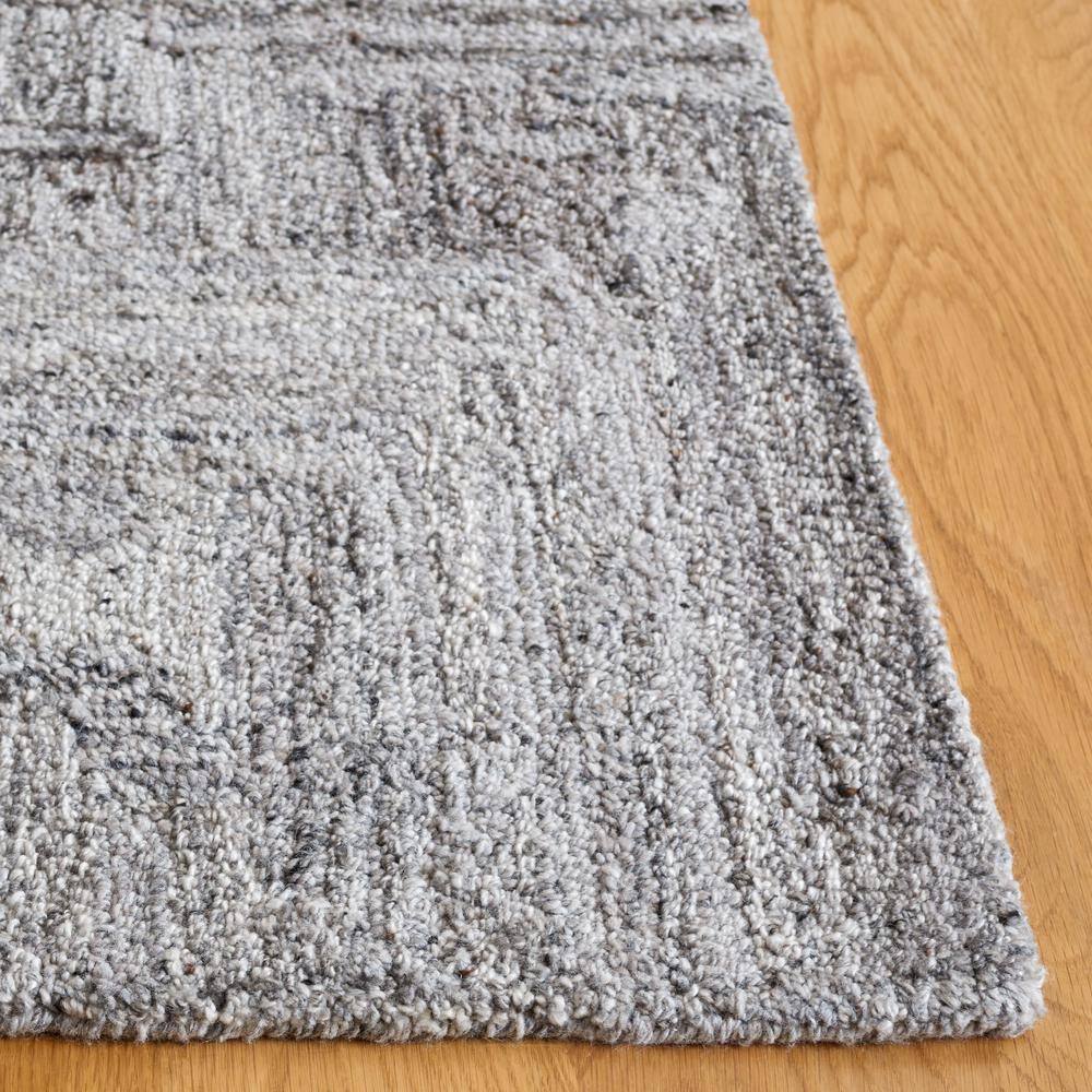 Gray Abstract Handmade Wool and Cotton Area Rug, 5' x 8'
