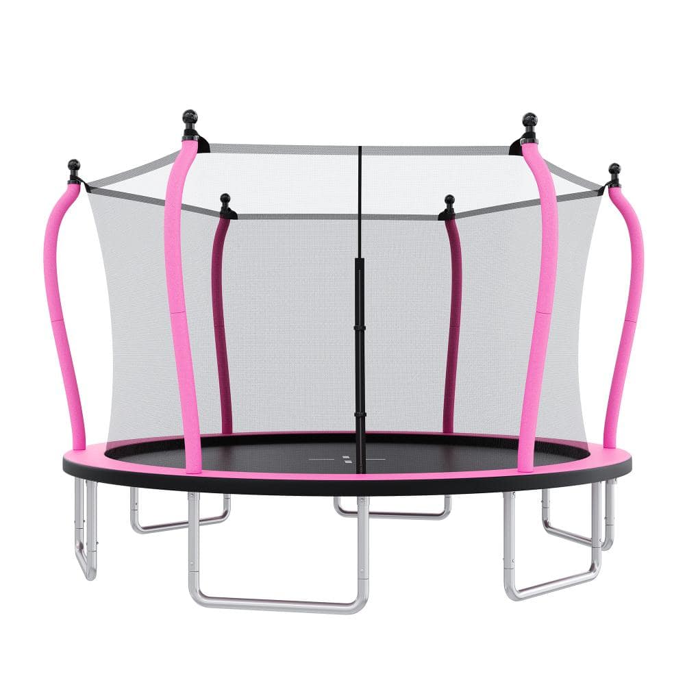14 ft. Pink Outdoor Recreational Backyard Trampoline with Curved Poles Enclosure Net Ladder and Galvanized Frame price history on PriceWatchPro