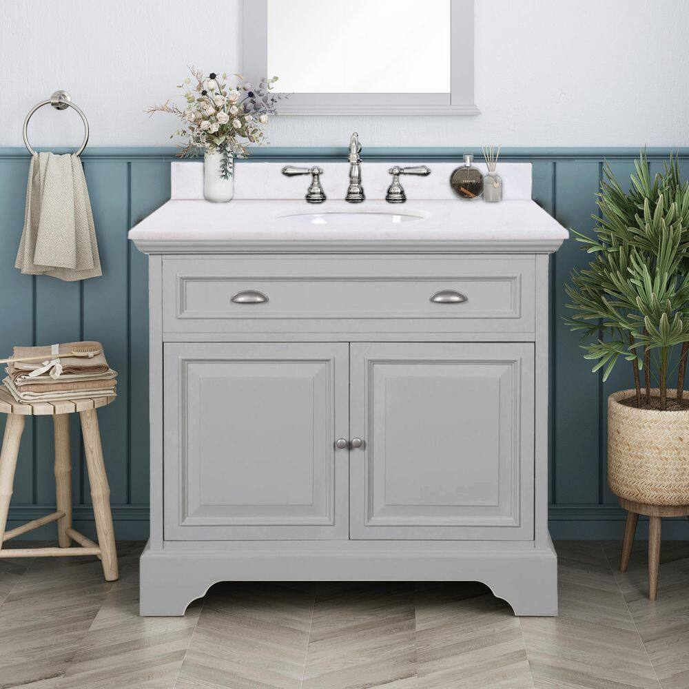 Home Decorators Collection Sadie 38 in. Single Sink Dove Gray Bath ...