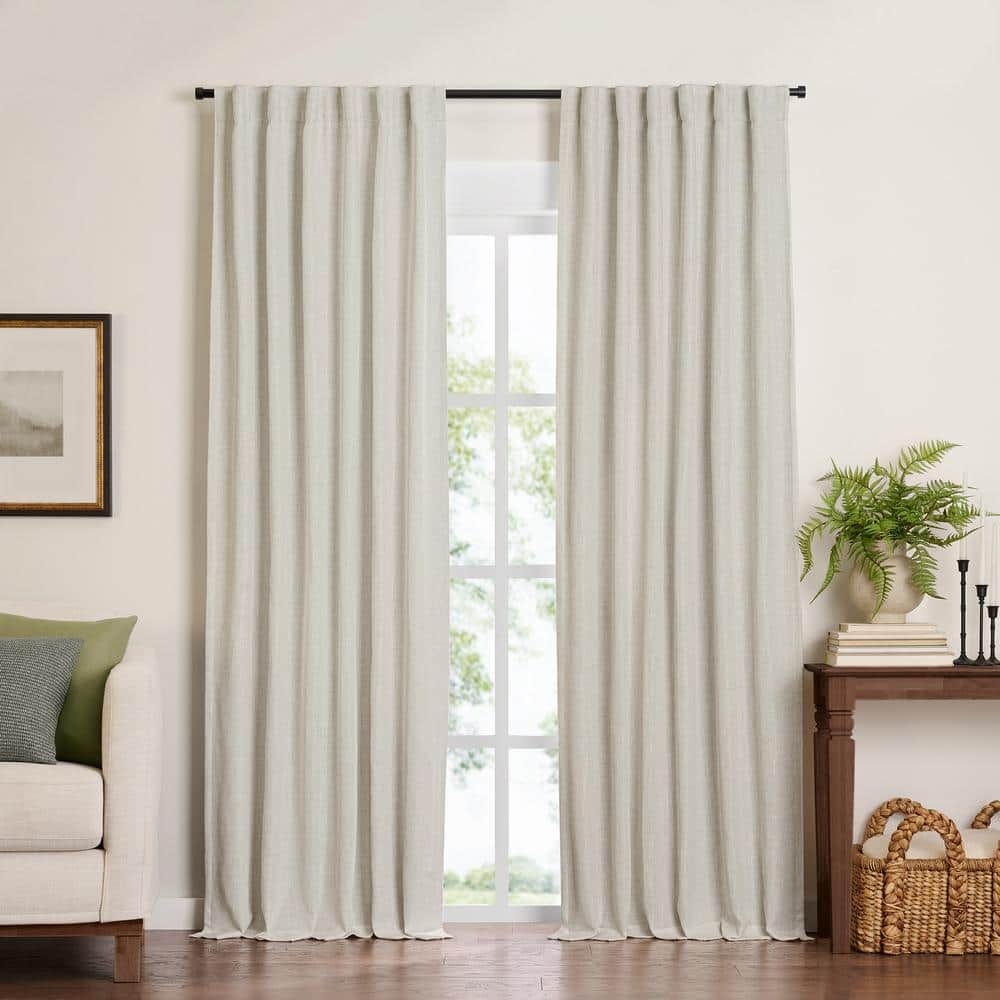 Natural Linen Blackout Pleated Window Curtain Panel