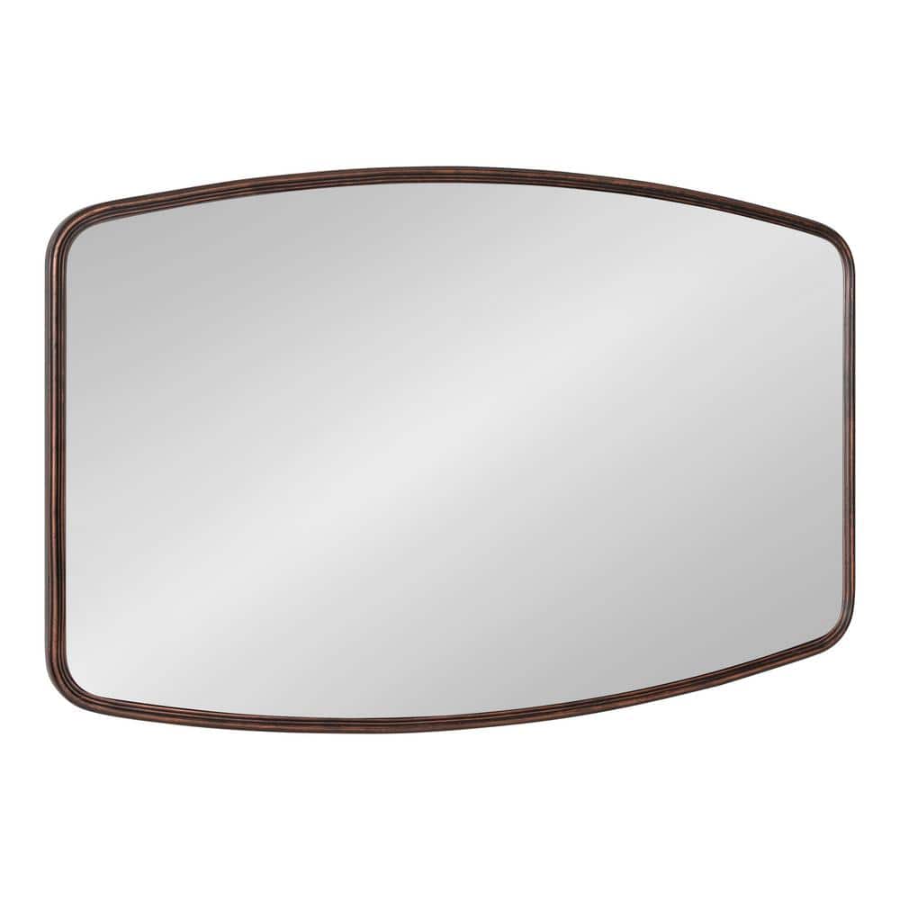 Elegant Caskill Bronze Wood Barrel Wall Mirror 35.9" x 24.25"