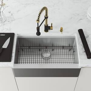 Oxford 33 in. 16 Gauge Stainless Steel Single Bowl Workstation Undermount Farmhouse Sink with Faucet and Accessories