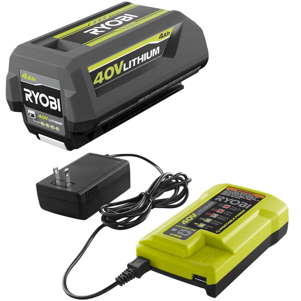 RYOBI 40V Lithium-Ion 4.0 Ah Battery and Charger OP4040A-03 - The Home Depot