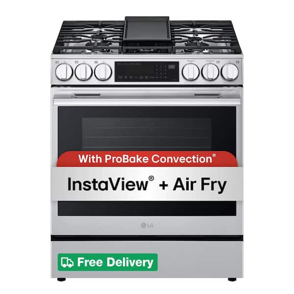 30 in. 6.3 cu. ft. Smart Oven 5-Burner Gas Range in Stainless Steel with ProBake Convection, Instaview, Air Fry