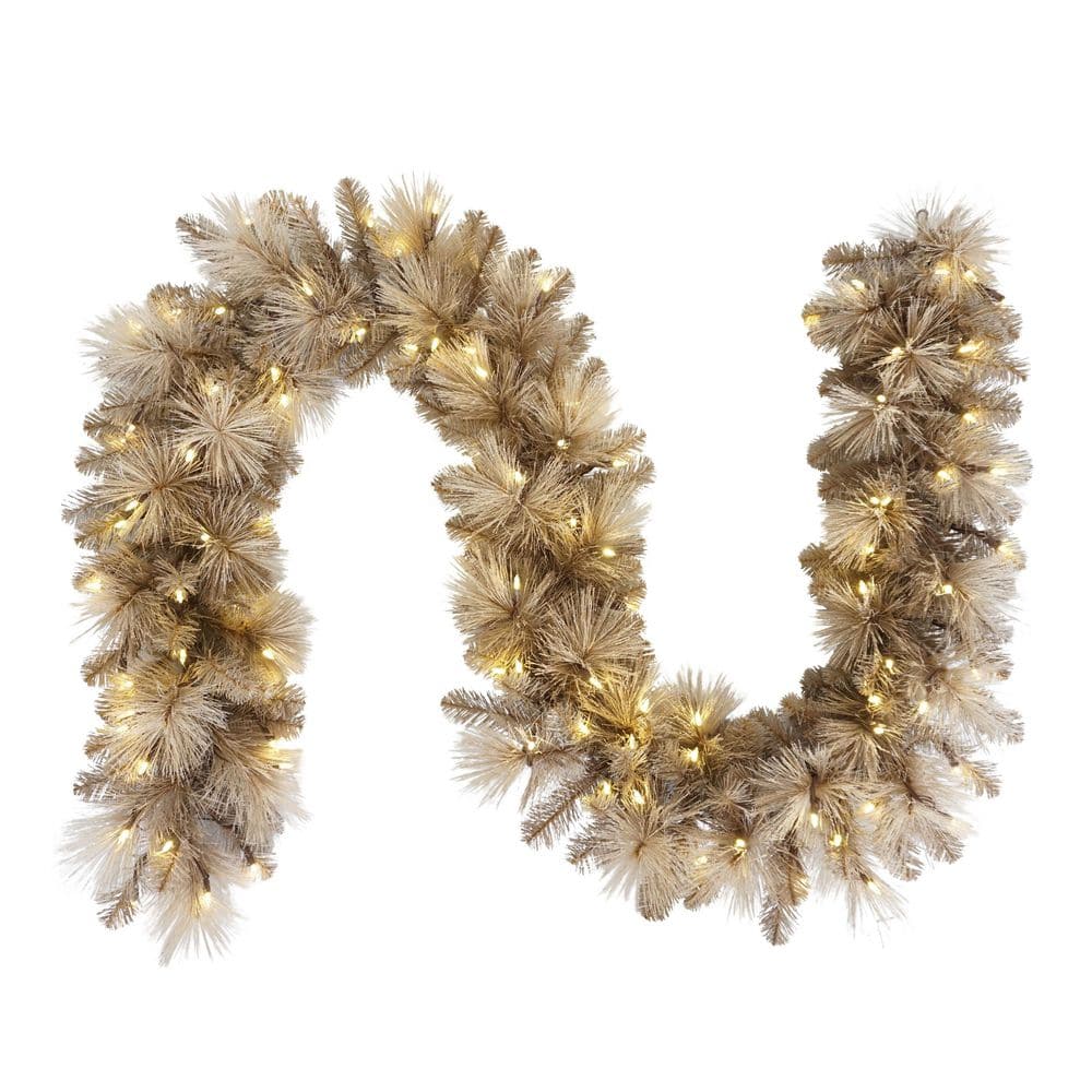 9' x 10" Pre-Lit Tan Artificial Christmas Garland with 100 UL-Listed Incandescent Lights