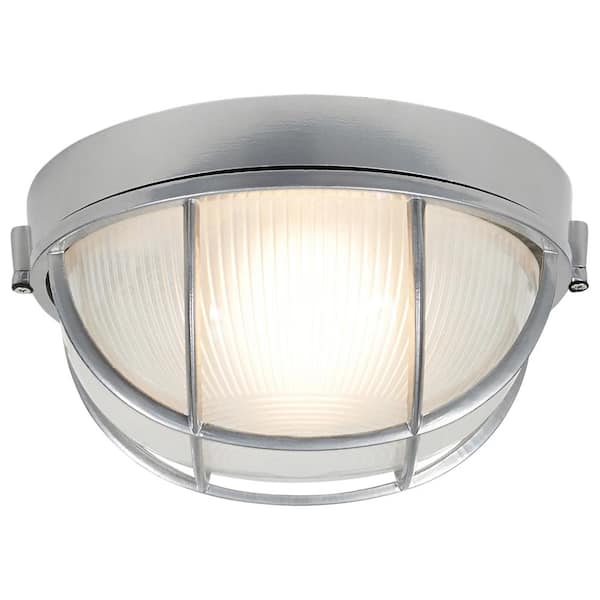 Access Lighting - Nauticus 1-Light Satin Outdoor Bulkhead Light with Frosted Glass Shade