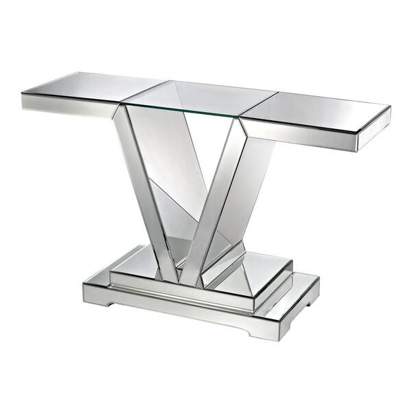 Titan Lighting Mirrored with Clear Glass Top Console Table