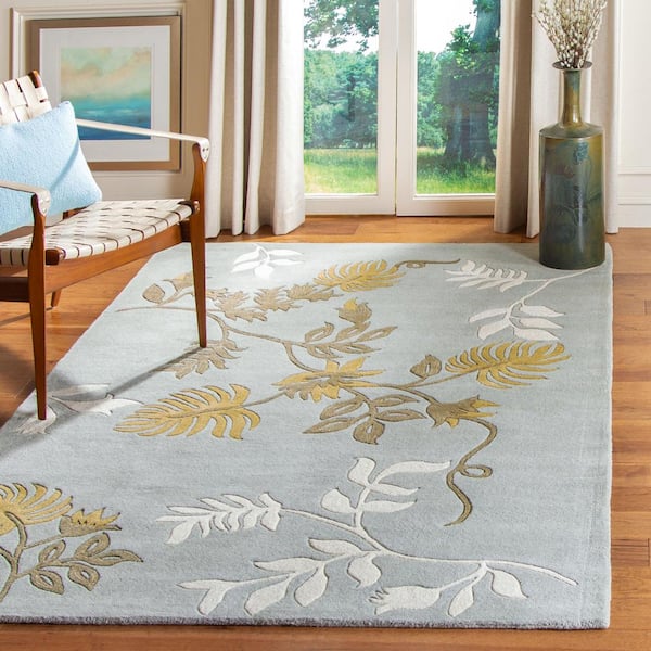 Soho Light Blue Doormat 2 ft. x 3 ft. Floral Solid Area Rug