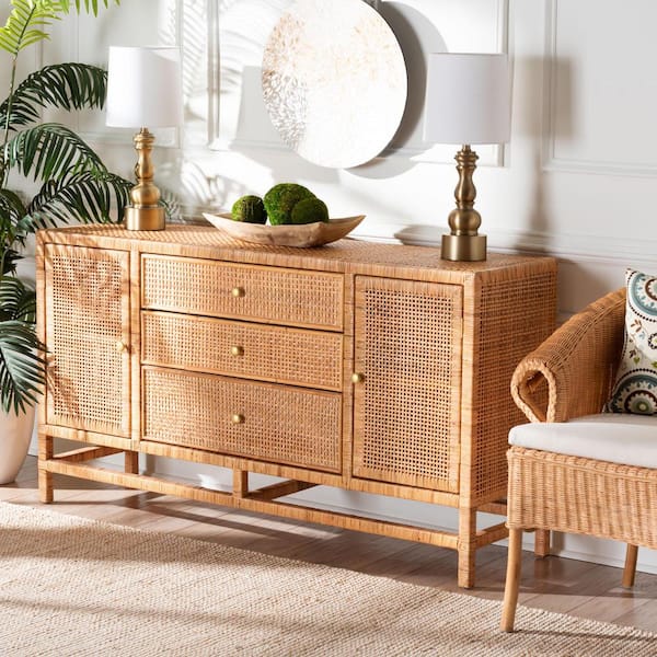 Vivan Honey Rattan 34 in. Storage Cabinet
