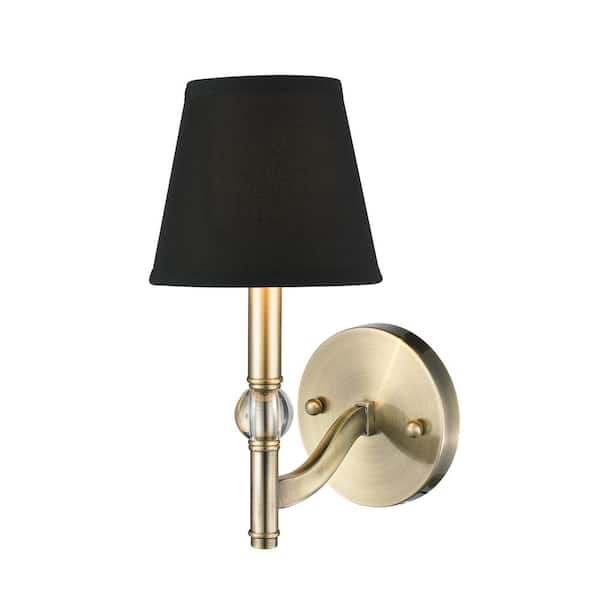 Golden Lighting - Waverly 1-Light Aged Brass with Tuxedo Shade Wall Sconce
