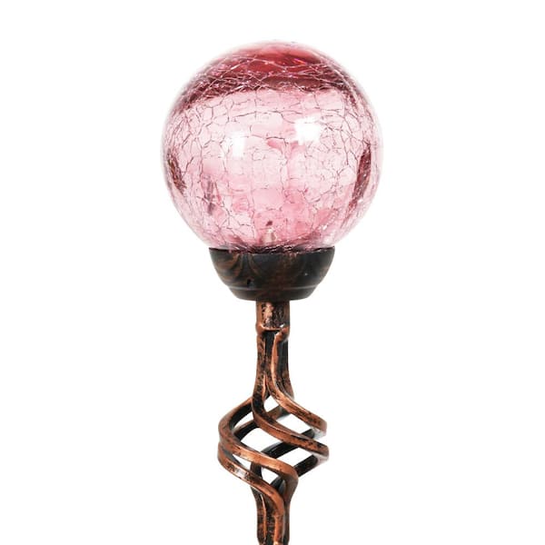 Exhart Solar Crackle Ball 2.58 ft. Purple Metal Garden Stake