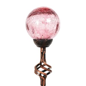 Solar Crackle Ball 2.58 ft. Purple Metal Garden Stake