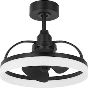 Shear Collection 19.56 in. Indoor Outdoor 3-Blade Matte Black Ceiling Fan with Matte Black Blades