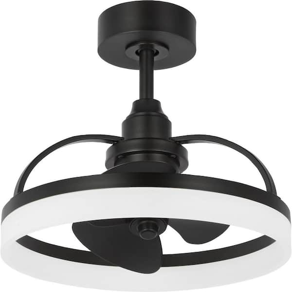 Progress Lighting Shear Collection 19.56 in. Indoor Outdoor 3-Blade Matte Black Ceiling Fan with Matte Black Blades