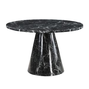 Hollis Engineering Stone Finish Wood 48 IN. Pedestal Dining Table Seats 4