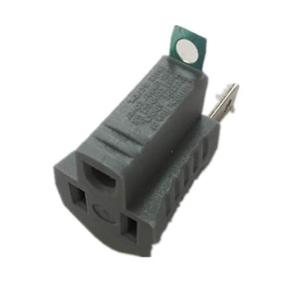 Commercial Electric 15 Amp Single Outlet Grounding Adapter, Gray