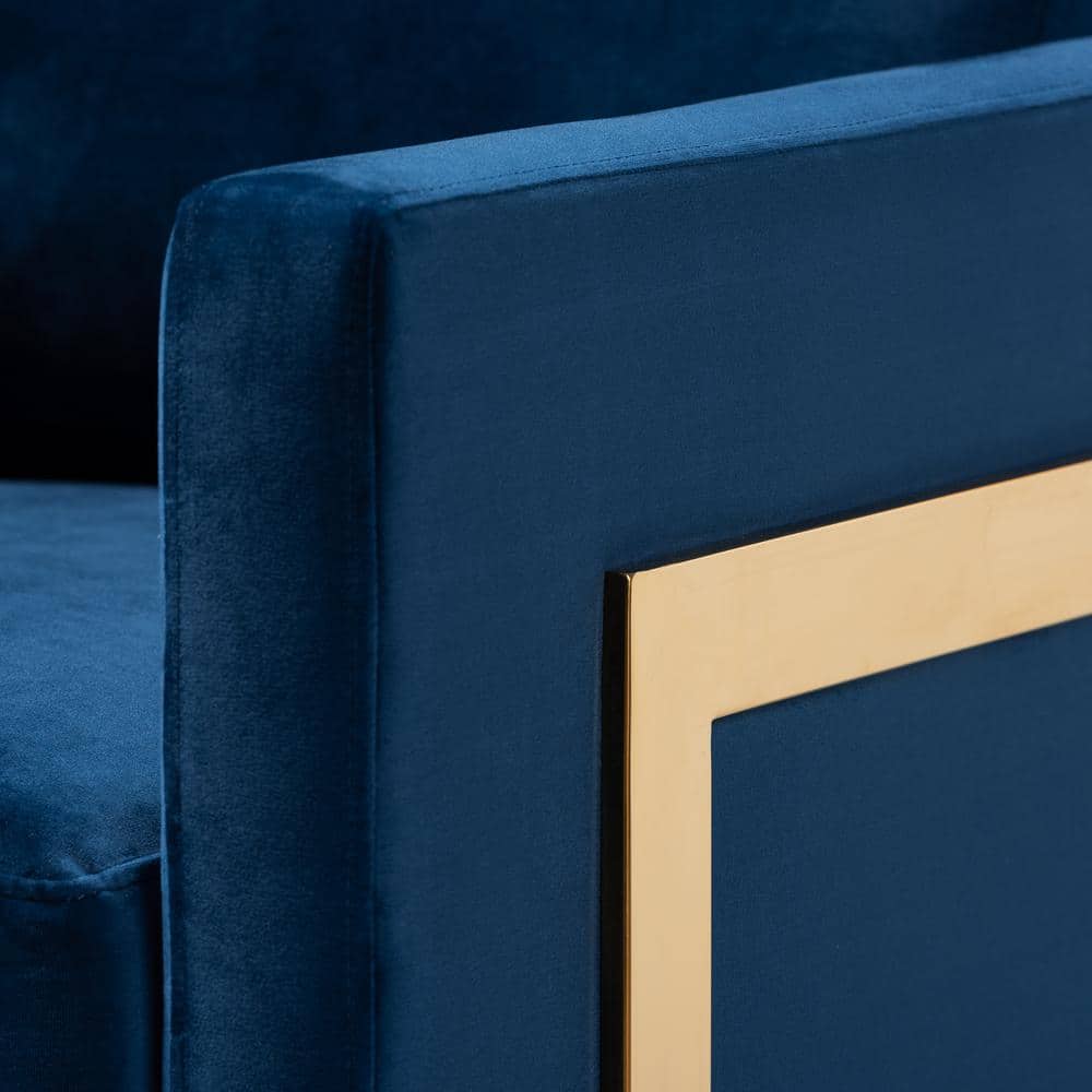 Luxurious Royal Blue Velvet & Gold Metal Accent Chair