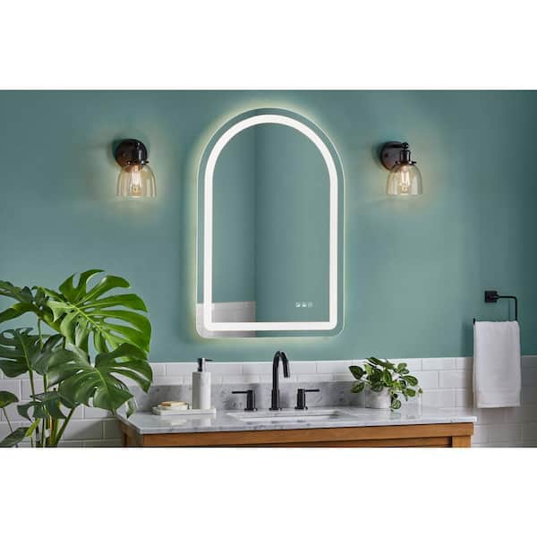 24 in. W x 36 in. H Arched Frameless Anti-Fog LED Wall Bathroom Vanity Mirror