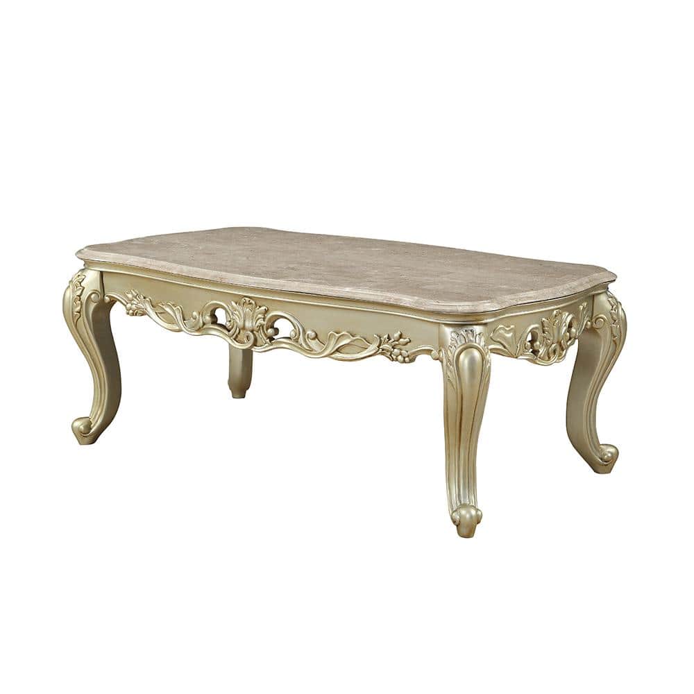 Gorsedd Rectangular Marble Top Antique White Coffee Table
