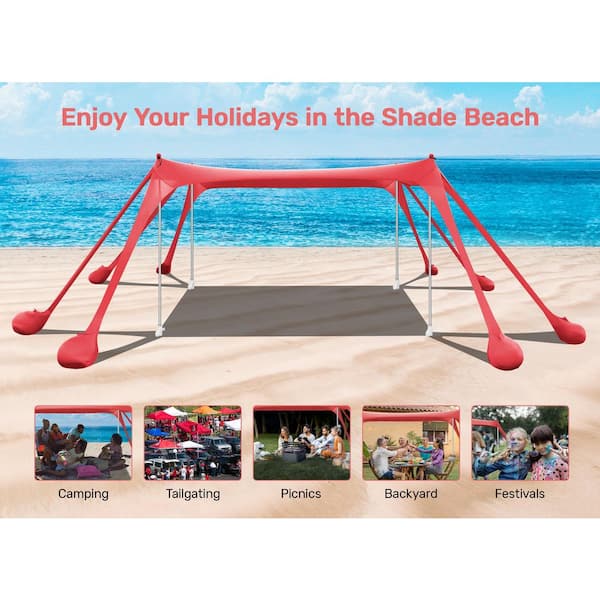 You Son テント Spmou Beach Tent, 10 ft. x 10 ft. Pink Camping Canopy Shade