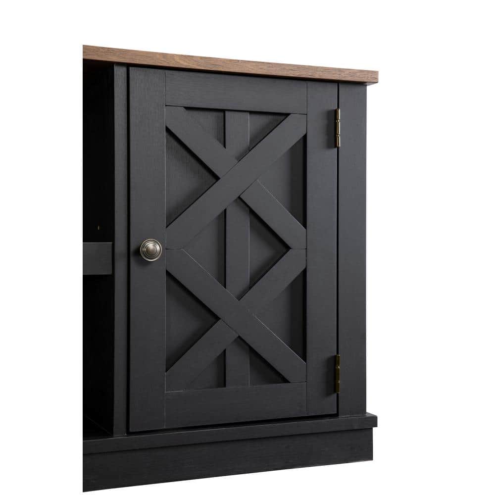 54'' Charcoal Wood TV Stand with Sliding Barn Doors