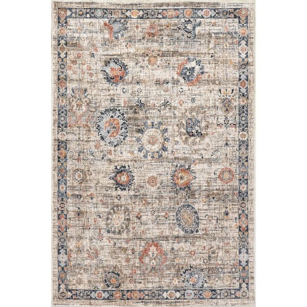 nuLOOM Acelynn Distressed Traditional Beige 9 ft. x 12 ft. Area Rug ...